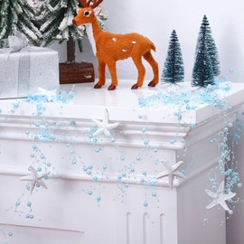 Guirnalda de estrellas de mar con abalorio de Navidad con abalorio con estrellas de mar, guirnalda de playa costera, decoración decorativa de Navidad para árbol de Navidad, suministros de decoración