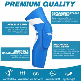TUOY Knee Pads Knee Protection Padding Sleeve for Football Baseball Basketball (1 Pair)