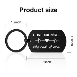 FUNCYboo Love Keychain, I Love You More Most Keychain Anniversary Keychain Lover Keychain Christmas Wife Keychain for Him Her Husband Wife Boyfriend Girlfriend Wedding Keychain (black)