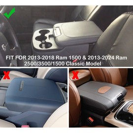 Xaido Center Console Cover Compatible with 2013-2018 Ram 1500 & 2013-2024 Ram 2500/3500/1500 Classic Model, Jump Seat Console Armrest Cover, Leather Arm Rest Covering, Black