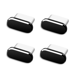 LeTradeJP 4pcs Type-C Cap Connector Cover Dustproof Protective Cover Charging Port Connector Cover for Smartphone (Black 4pcs)