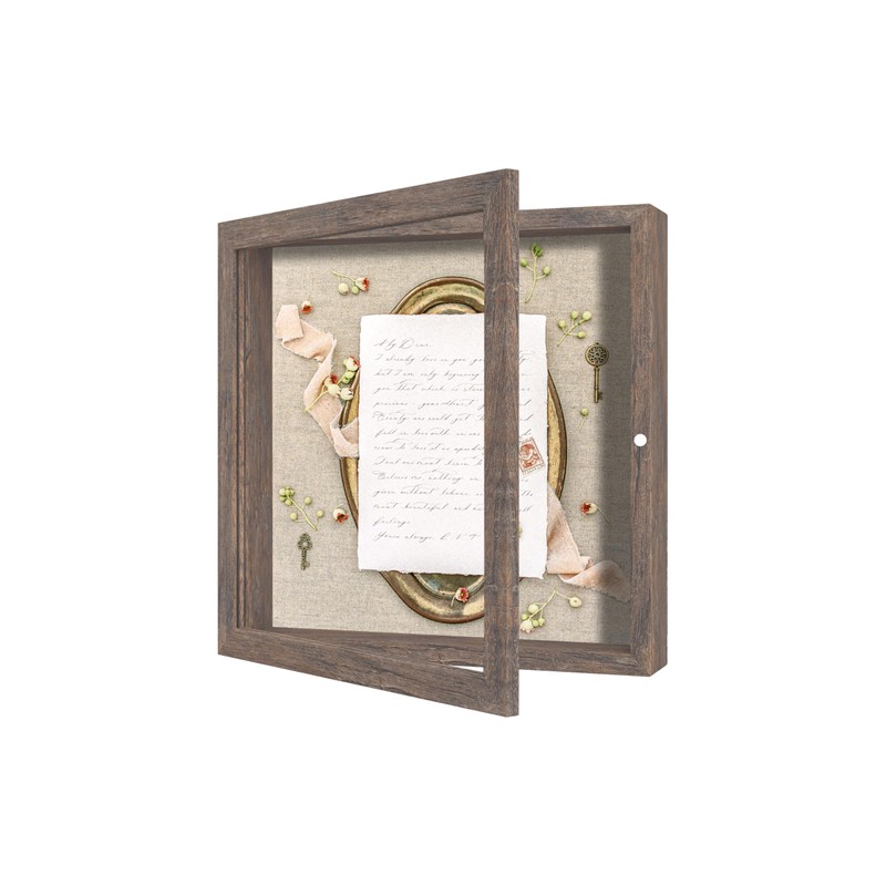 FrameWorks 8x8 Deep Shadow Box Frame, Wooden Display Case w.