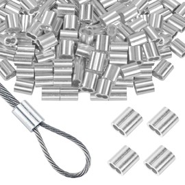 Futuhada Pack of 50 aluminium crimp sleeves, 5 mm wire rope clamps, aluminium press clamps for steel cable, cable, oval clamps for rope attachment and cable securing