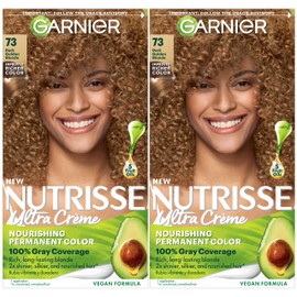 Garnier Garnier Hair Color Nutrisse Nourishing Creme, 73 Dark Golden Blonde (Honey Dip) Permanent Hair Dye, 2 Count (Packaging May Vary)