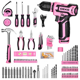 Pink Tool Set: Tool kit with 12V Cordless Drill Set for Women Home Hand Repair Tools Sets Drills Case