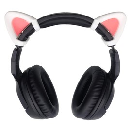 Cute Pink Cat Ears Fits for HypreX Cloud/Cloud Stinger/Cloud Flight Headsets, Universal Fit Lovely Kitty Adjustable Attachment Straps for Video Live Gaming Headphone,White & Pink