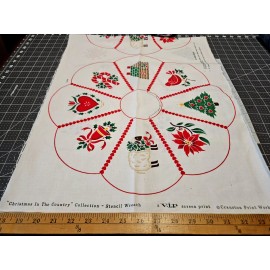 Cranston Vintage Holiday Christmas In The County Cranston Wreath Fabric Panel Cut & Sew