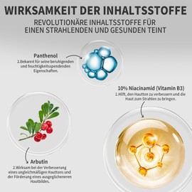 RAZUYEN Niacinamide Serum Niacinamid 10% + Panthenol + Arbutin, Anti-Fleckenserum für strahlende Haut, Serum gegen Hautunreinheiten für alle Hauttypen, 30 ml