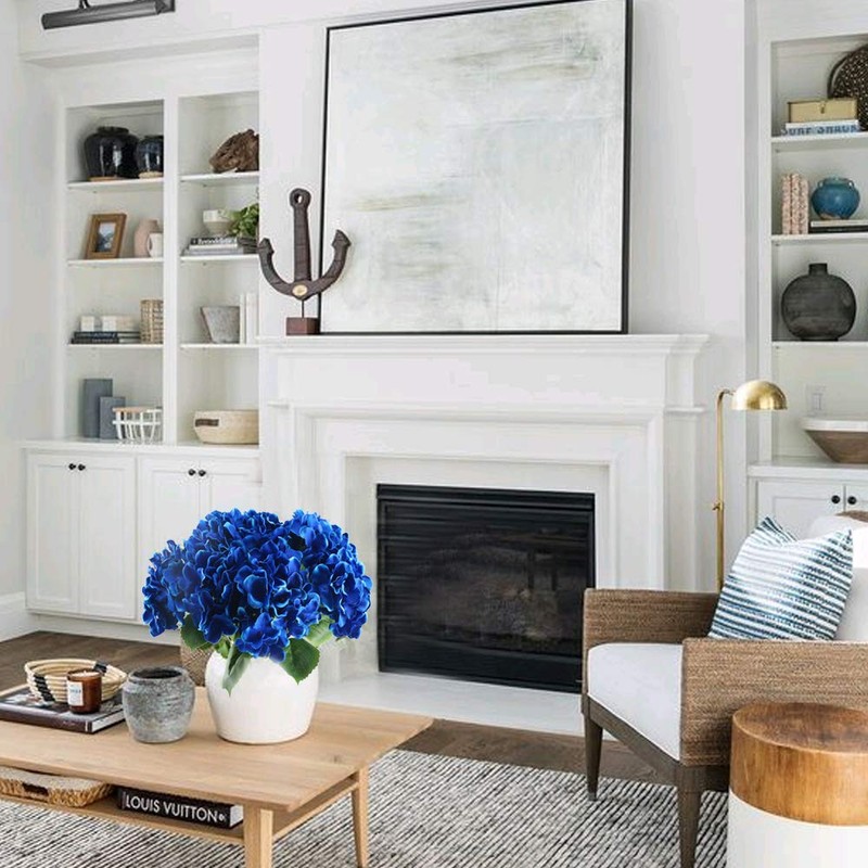 NAHUAA 2 Bundle Royal Blue Flowers Hydrangea Artificial Flowers 10