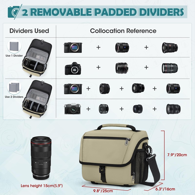 Camera Bag Professional Camera Case Small DSLR Crossbody Camera Bags