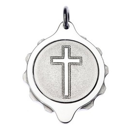 Chrome Plated SOS Talisman Pendant - Christian Cross