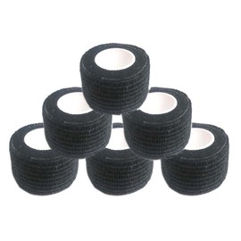 DFsucces 包帯 自己粘着包帯 弾性 テーピングテープ スポーツテープ 不織布凝集 伸縮性 通気性 敏感肌に適しています 多機能 家庭用 (ブラック6個（2.5cm*4.5m）)