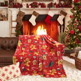 Red Christmas Blanket 50x60In,Flannel Blankets Warm and Soft, Gingerbread Blanket Throw is The Best Gift for Boys,Girls,Adults,Women and Family at Christmas,Suitable for Christmas Sofa Bed Home Decor