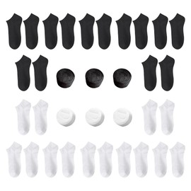 Edison Brain 95% Cotton Disposable Compression Socks, Set of 20, 9.1 - 10.6 inches (23 - 27 cm), Short Ankle Socks, 2 Colors