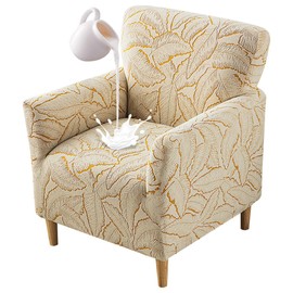 Buenanir Waterproof Banquet Armchair Slipcover Stretch Mid Century Modern Arm Chair Covers Reading Accent Chair Covers with Arms Single Sofa Chair Cover Protector for Living Room Gold 1 Pack