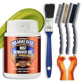 Decex Rust Remover for Metal Bundle with 100ml Hammerite Rust Remover Gel, Wire Brush Set (Nylon Steel Brass), Gloves & Decex Paintbrush - Rust Treatment Kit for Cars, Bikes, BBQ, Vehicles, Gates, Chrome