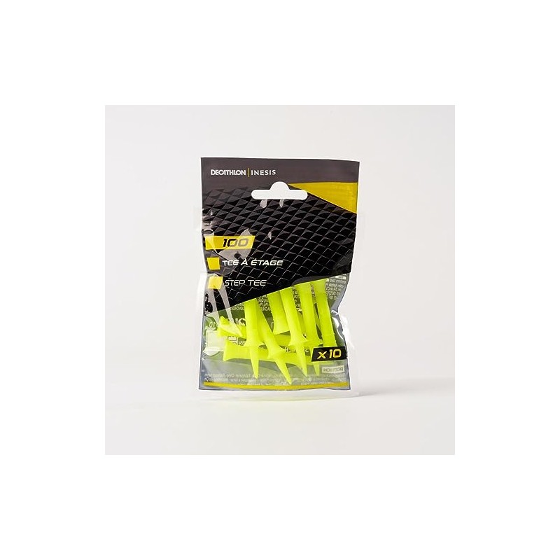 Decathlon 100 Golf Step Tees 46mm 10-Pack Unique Size Fluo
