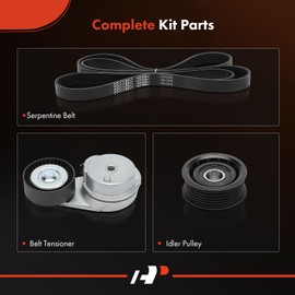 A-Premium Serpentine Drive Belt Kit with Tensioner & Idler Pulley Compatible with Dodge & Chrysler Cars - Charger 2006-2010, Challenger 2009-2010, Magnum 2005-2008, 300 2006-2010 - 3.5L