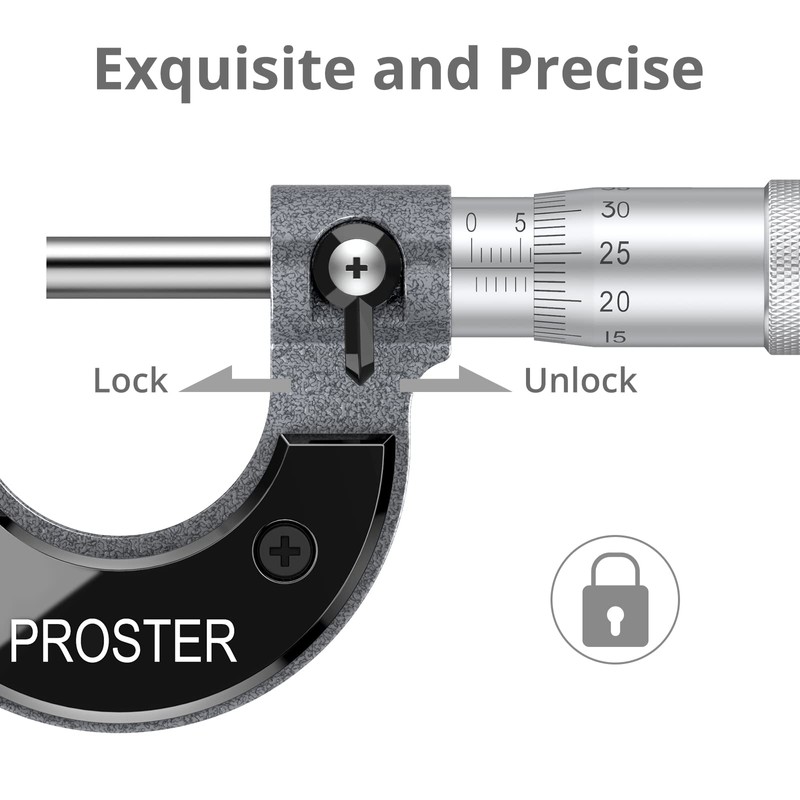 Proster Outside Micrometer Measuring Range 0-25 mm Micrometer 0.01 mm