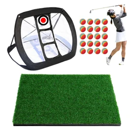 heizi Approach Practice Set Golf Mat Golf Net with 20 Balls Golf Practice Net (Upgrade Net)