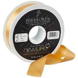 Berisfords BF_1001-25-678 25mm 678 Honey Gold NewLife Satin Ribbon 100% Recycled 20m Reel