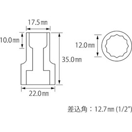 ロブテックス ソケット 12角 12.0mm 差込角12.7mm LM412