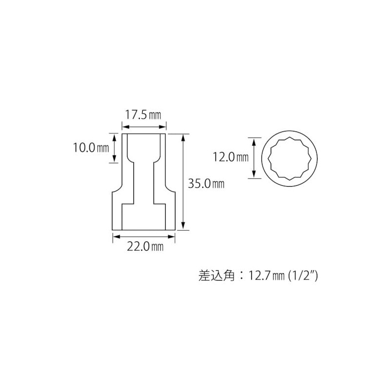 ロブテックス ソケット 12角 12.0mm 差込角12.7mm LM412