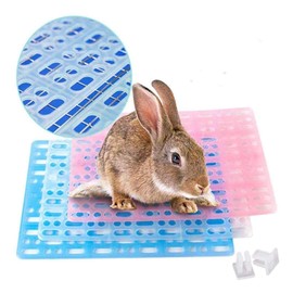 Rabbit Feet Pad,Hole Leak Water Design for Plastic Bunny Feet Pad Playpen Feet Mats Plastic Rabbit Cage Mat for Rabbit Guinea Pig Hamster Chinchilla Ferret(4 Pcs)