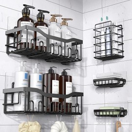 Murasakina 12 PCS Shower Caddy Adhesive Replacement Shower Shelves Adhesive Strip Pad Organizer Sticker Replacement Bathroom Heavy Duty Wall Mount Strong Sticky No Drilling Strong Transparent