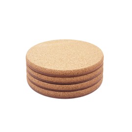 KITLAB Cork Plant Coasters, Double Layers Hard Thick Cork Planter Coaster, 4 Inch Absorbent Cork Plant Mats, Cork Trivets for Hot Dishes, Cork Plant Coasters for House Plants, 4 Pcs