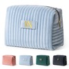 COSHAYSOO Travel Makeup Bag Quilted Make Up Pouch Initial Cosmetic