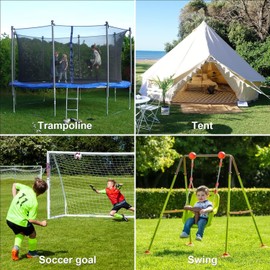 Delex Trampoline Anchor Kit Heavy Duty U Shaped ground anchor Tent Pegs Stakes, Galvanized Steel Trampoline Tie Down Kit for Soccer Goals, Garden Decoration (6 Silver)