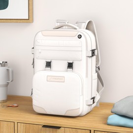 Maelstrom Travel Backpack for Women Men,25L Laptop Backpack Fits 15.6-Inch Laptop,Waterproof Carry On Backpack for Airplanes with Detachable Crossbody Bag & Shoe Compartment (Beige, Medium)