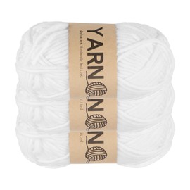 sourcing map 3Pcs Crocheting Yarn, 1.8mm White 5 Ply Acrylic Yarn 75 g Sport Weight Yarns Bulk Soft and Fluffy Yarns for Knitting DIY Crochet Handicraft Blankets Gift,164 Yards Total