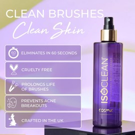 Isoclean Limpiador De Brochas Profesional De 85 Ml - Cosmic - Limpiador De Brochas De Maquillaje Para Cosméticos, Limpia Las Cerdas, Fórmula Perfumada Sin Enjuague, Se Seca En 60 Segundos, Vegano, No