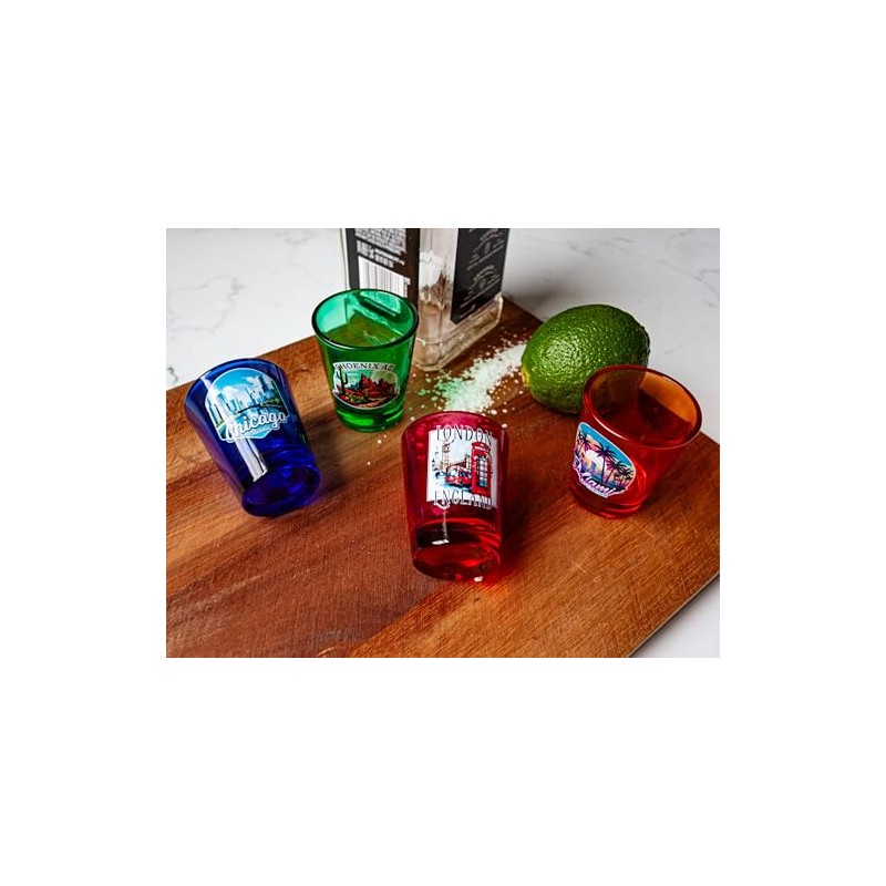 Aransas Pass Texas Souvenir 4-Pack Multicolor Engraved Round Shot Glasses