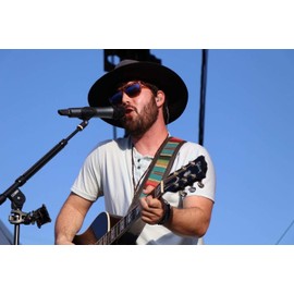 Anthology Gear Southwest Inspired Full Grain Leather Guitar Strap - For Electric, Acoustic, and Bass Guitars - El Camino (3" Width, Aged Steel with Turquoise Fabric)