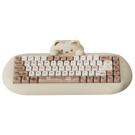 YUNZII C68 Wireless Mechanical Keyboard,65% Layout,Hot Swap,Triple Mode BT5.0/2.4G/Wired, RGB Backlit NKRO,Cute Cat Silicone Ergonomic Design for Win/Mac(Brown, Cocoa Cream V2 Switch)