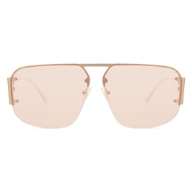 SOJOS SJ1192 Sunglasses Men Women Retro Large Trendy Metal Rimless Sunglasses, brown