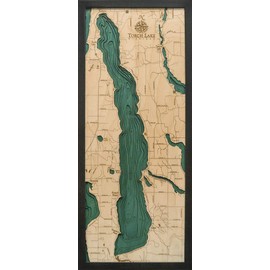 Torch Lake, Michigan 3-D Nautical Wood Chart, 13.5" x 31"