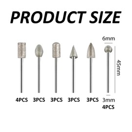 20-Piece Diamond Grinding Head Set, Diamond Burr Drill Bits, Emery Grinding Needles, Stone Engraving Set, Multi-shaped Grinding Tools, Suitable for Engraving and Polishing