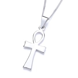 Old English Jewellers 925 Sterling Silver Mystic Egyptian ANKH Celtic Cross Pendant 16" 18" 20" Curb Chain Necklace (20)