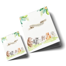 OLGS Examination Book and Vaccination Certificate Cover Set, Animal Friends, First Class Covers for Examination Book and Vaccination Certificate, Gift Idea, Baby Gift (Examination Book Set without