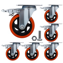 Htudcoue 6 Pcs 4 Inch Heavy Duty Casters,with Brake and Swivel Locking,6 casters Load Capacity 3300 lbs, for Furniture, Workbenches, Carts, Etc.