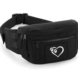 Paw Prints Dog Walking Waist Bag/Bum Bag Extra Large (Black)