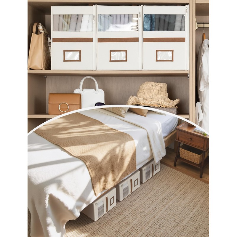 StorageWorks 3-Pack Bed Sheet Organizers and Storage, Foldable Bedsheet Holder