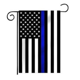 AES 12x18 USA Police Thin Blue Line 12" x 18" Garden Flag Police Memorial Sewn Nylon House Banner Double Stitched Fade Resistant Premium Quality