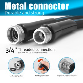 Non-Expanding Garden Hose 100ft – Flexible, Burst-Resistant, Anti-Kink, 10-Function Spray Nozzle, Lightweight & Durable for Outdoor Use(Blue or Green)