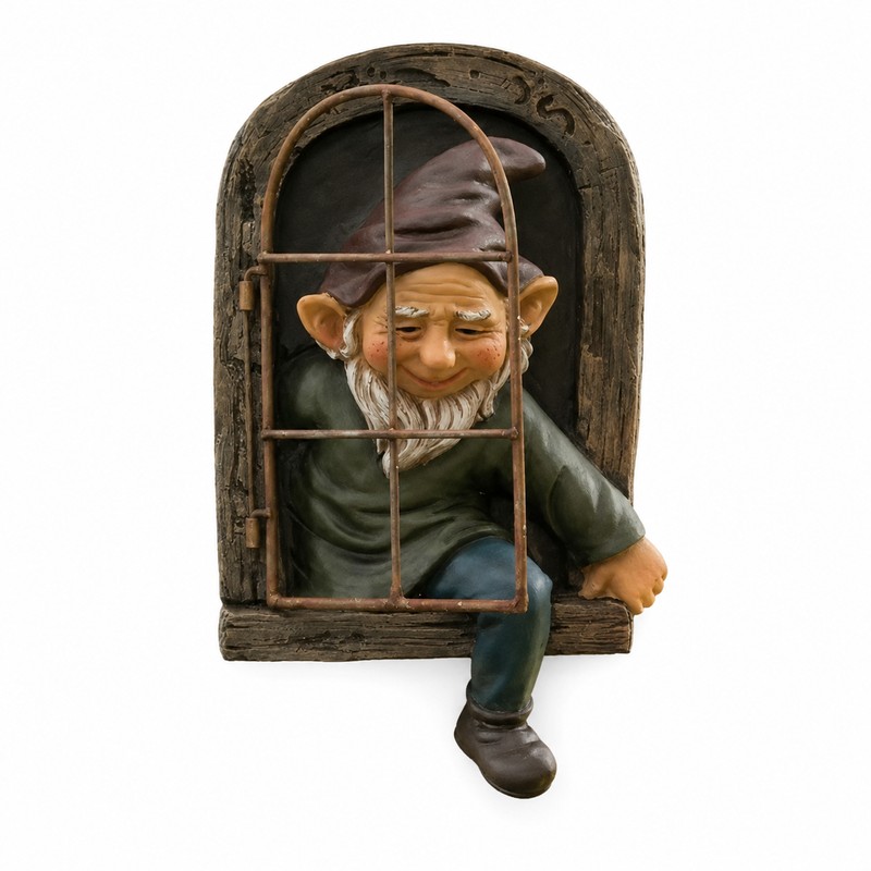 Tree Hugger Gnome Statue for Outdoor Decor – Funny Resin