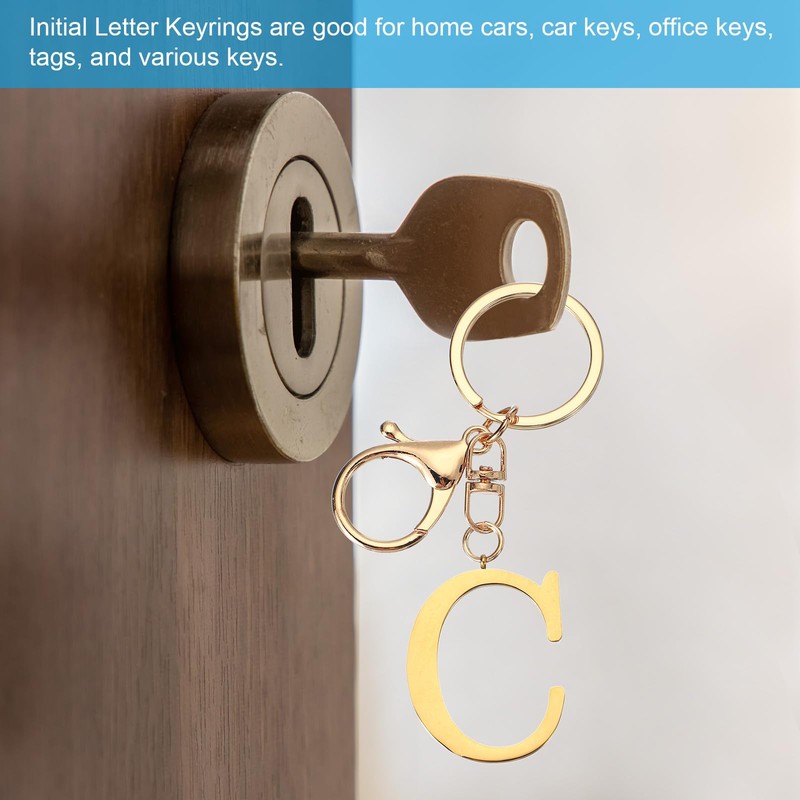 PATIKIL Initial Letter Key Chain, Letter A-Z Keychain Initials Keyring